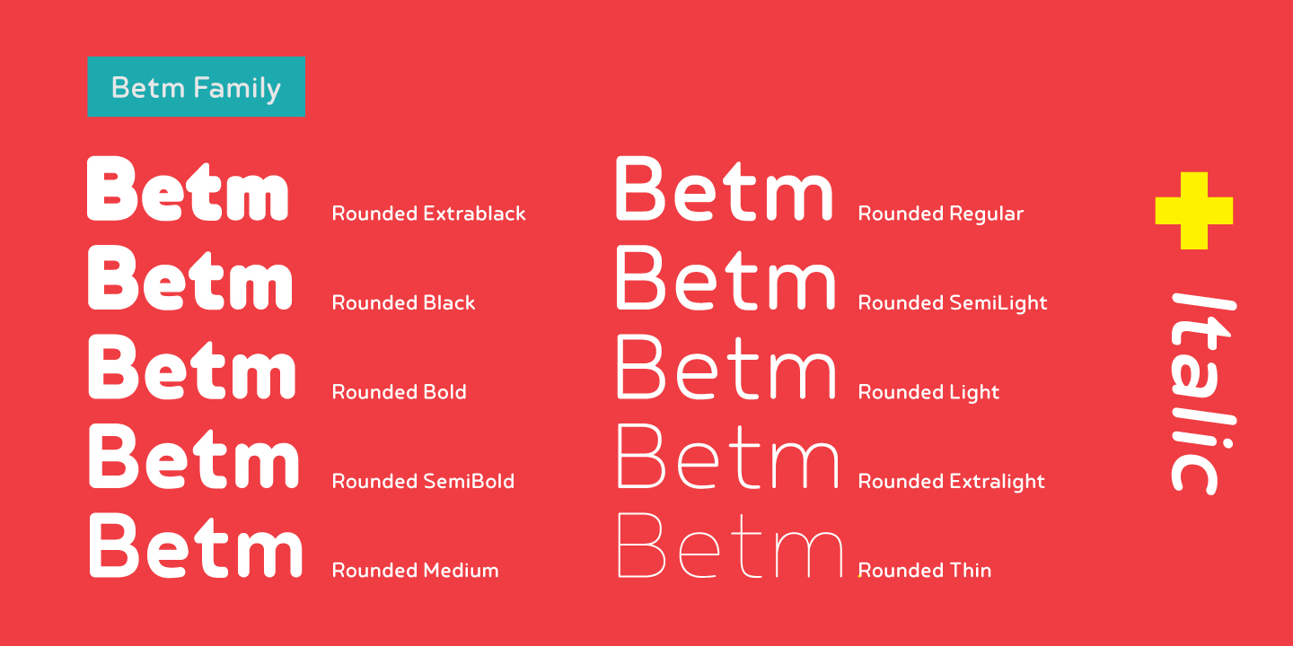 Betm Rounded Light Italic Font preview